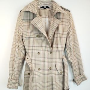 Express Plaid Trench Coat Sz SMALL